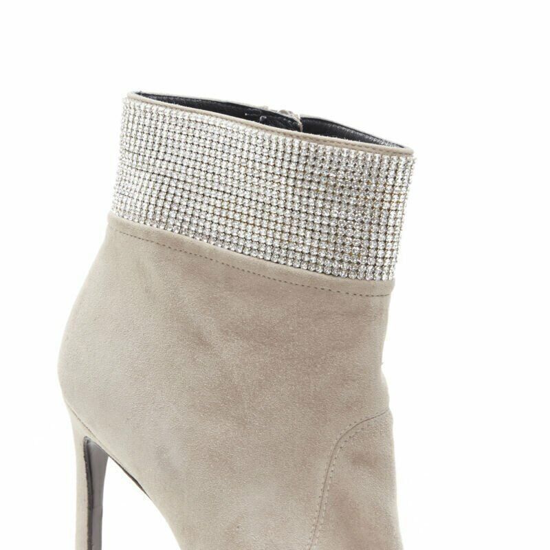 Stuart Weitzman STUART WEITZMAN Highbeams grey fossil suede crystal embellished bootie EU38.5 Size US 8.5 / IT 38.5 - 6 Thumbnail