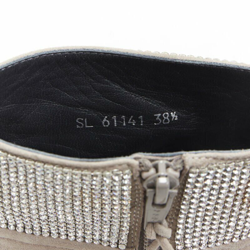 Stuart Weitzman STUART WEITZMAN Highbeams grey fossil suede crystal embellished bootie EU38.5 Size US 8.5 / IT 38.5 - 10 Thumbnail