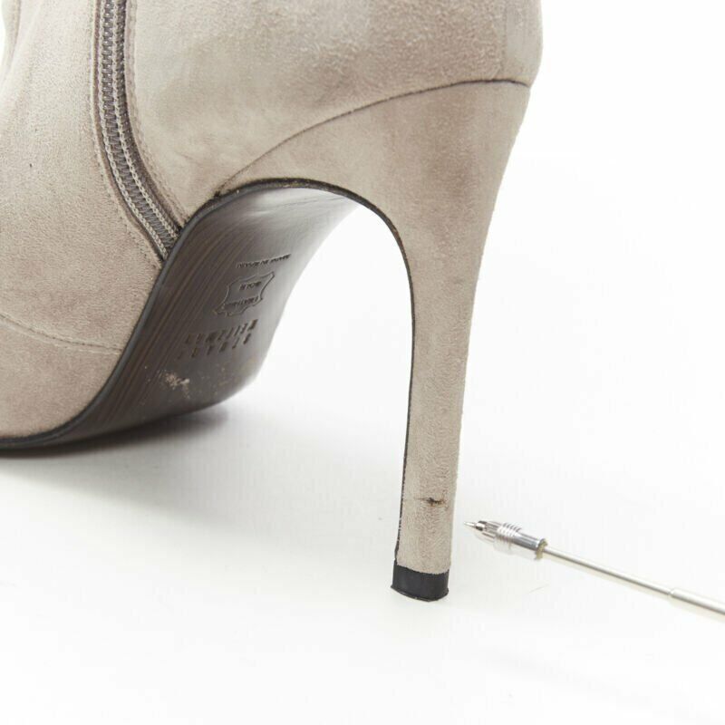Stuart Weitzman STUART WEITZMAN Highbeams grey fossil suede crystal embellished bootie EU38.5 Size US 8.5 / IT 38.5 - 8 Thumbnail