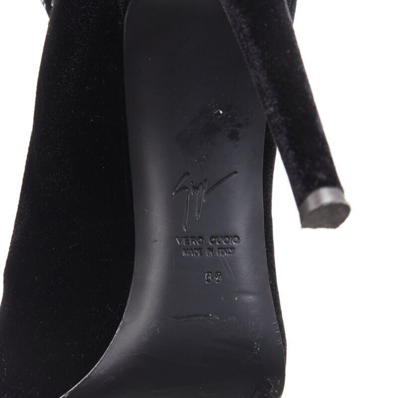 Giuseppe Zanotti GIUSEPPE ZANOTTI black velvet crystal jewel embellished pull on sock bootie EU39 Size US 9 / IT 39 - 11 Thumbnail