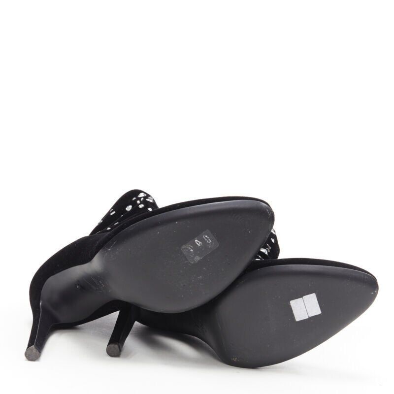 Giuseppe Zanotti GIUSEPPE ZANOTTI black velvet crystal jewel embellished pull on sock bootie EU39 Size US 9 / IT 39 - 6 Thumbnail