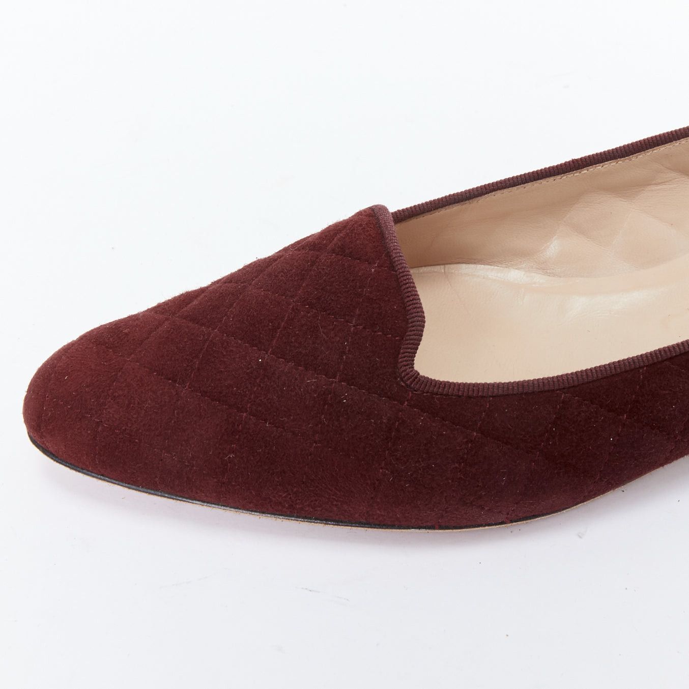 Manolo Blahnik MANOLO BLAHNIK burgundy quilted suede square toe loafer flats EU39 Size US 9 / IT 39 - 7 Thumbnail