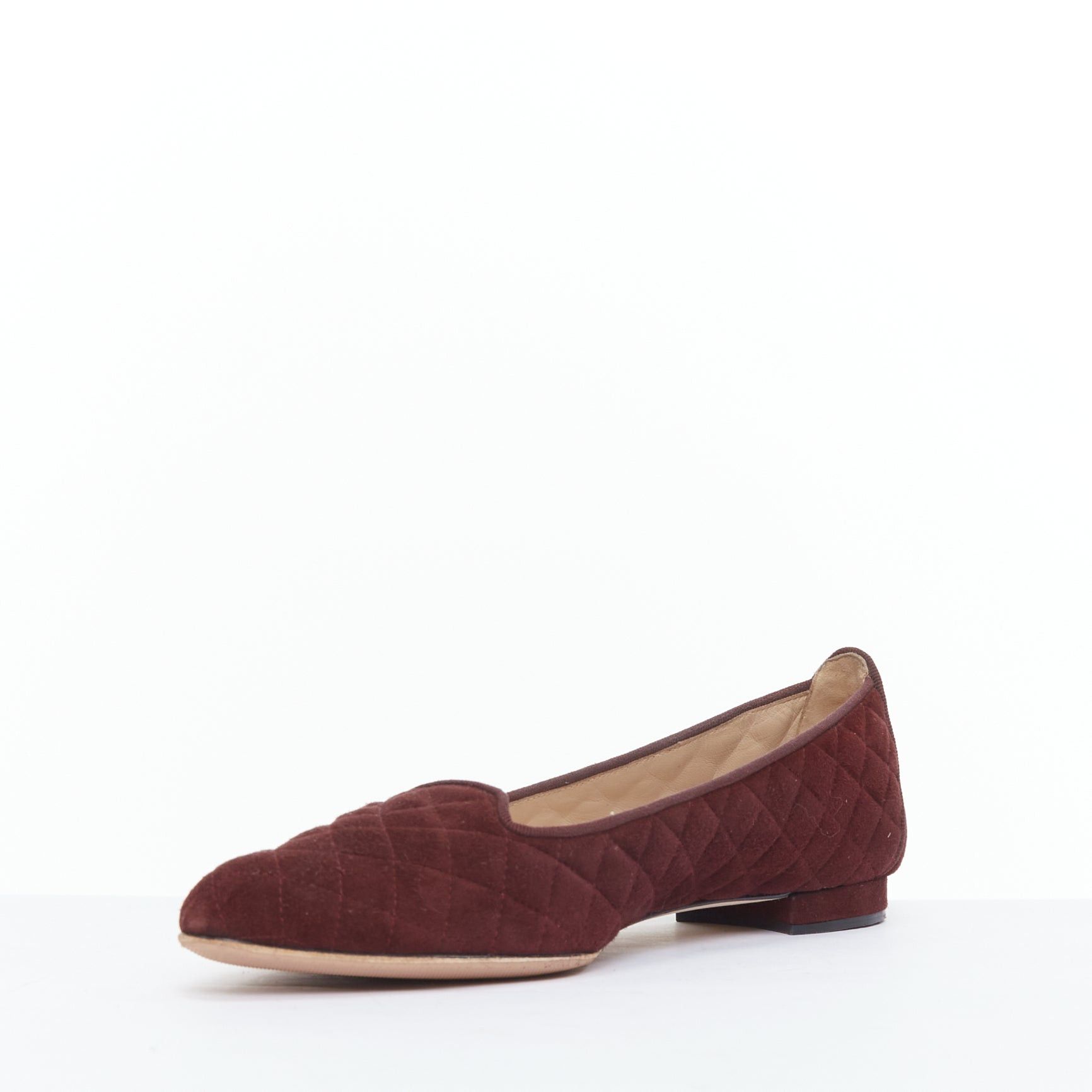 Manolo Blahnik MANOLO BLAHNIK burgundy quilted suede square toe loafer flats EU39 Size US 9 / IT 39 - 4 Thumbnail