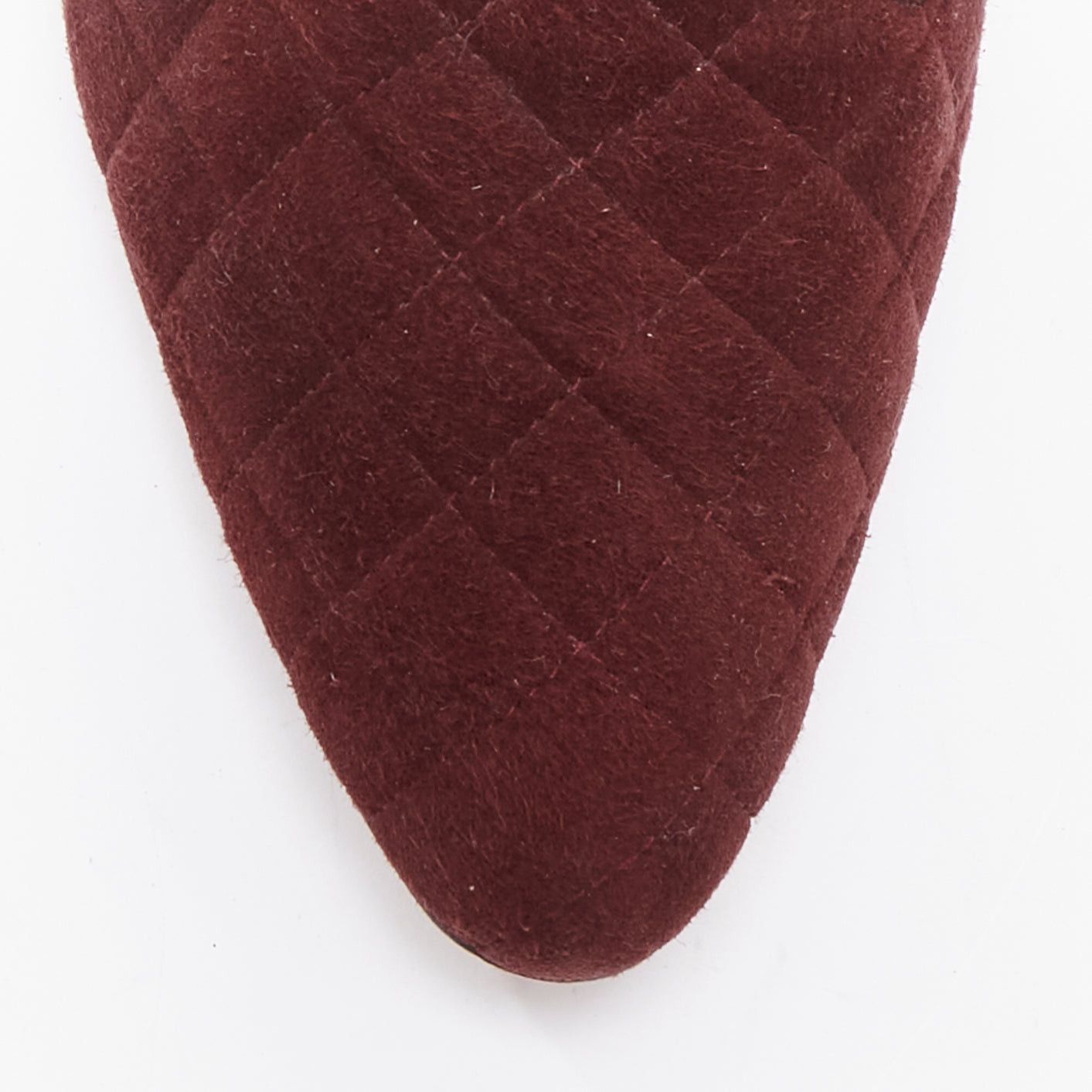 Manolo Blahnik MANOLO BLAHNIK burgundy quilted suede square toe loafer flats EU39 Size US 9 / IT 39 - 6 Thumbnail