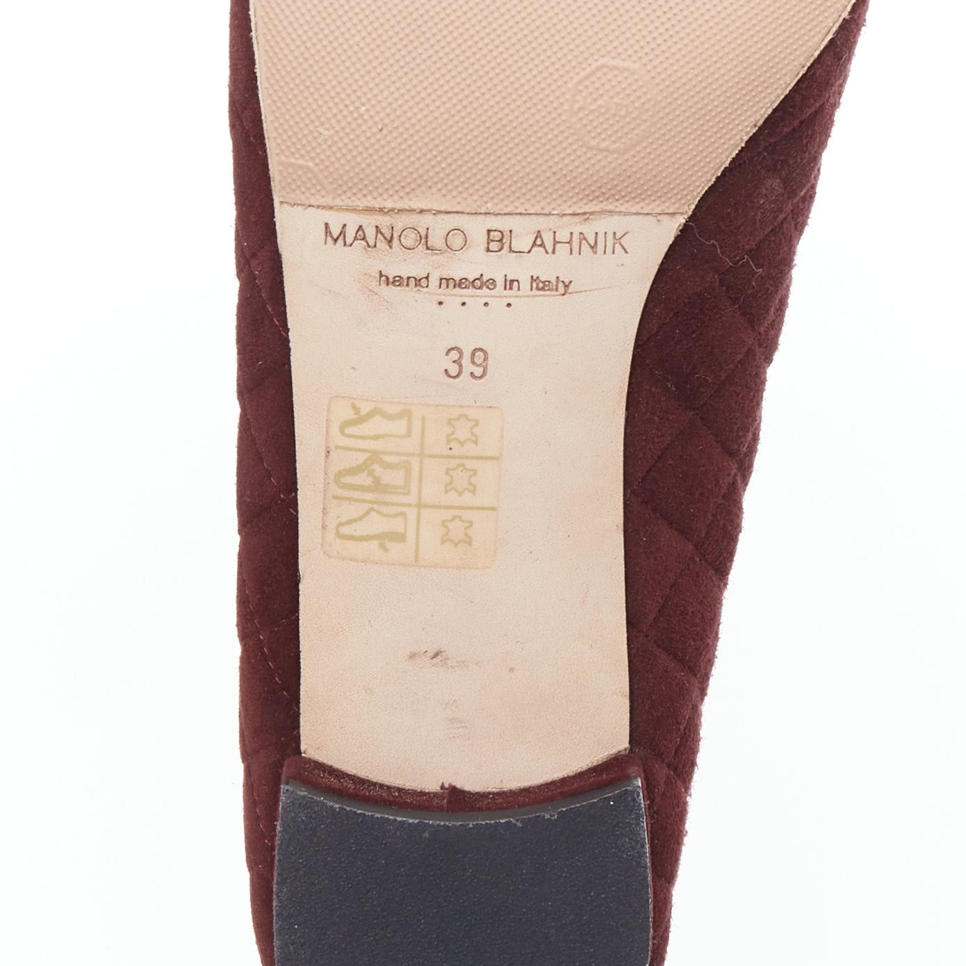 Manolo Blahnik MANOLO BLAHNIK burgundy quilted suede square toe loafer flats EU39 Size US 9 / IT 39 - 10 Thumbnail