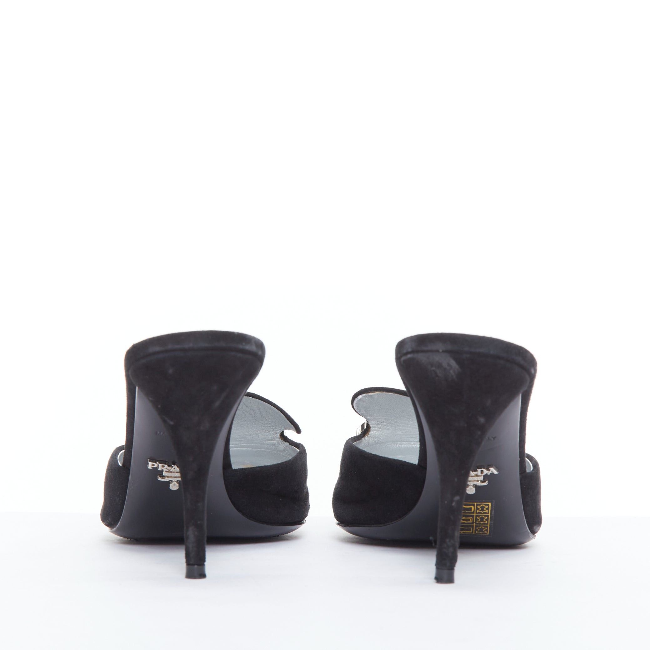 Prada PRADA black crystal rectangle buckle suede leather mules EU39 Size US 9 / IT 39 - 5 Thumbnail