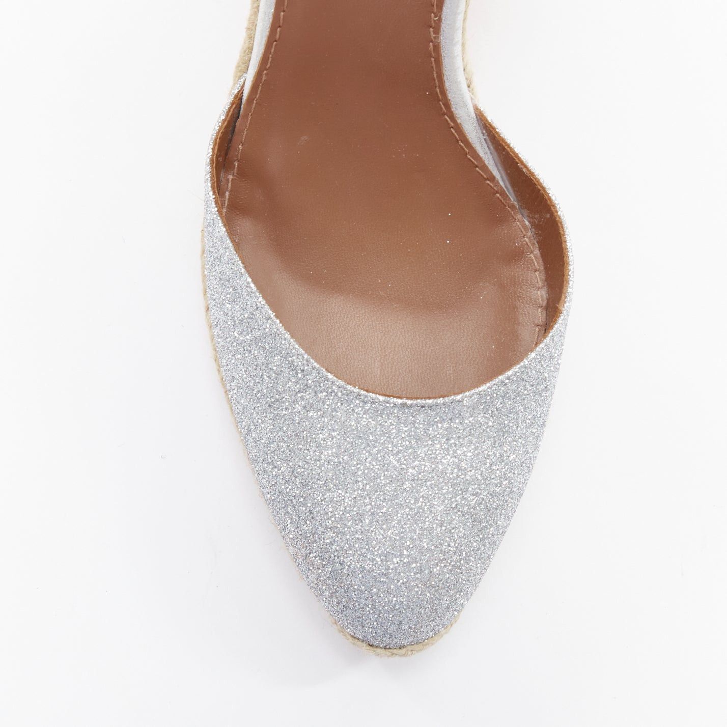 Aquazzura AQUAZZURA Palm Beach metallic glitter cork wedge sandals EU39 Size US 9 / IT 39 - 6 Thumbnail
