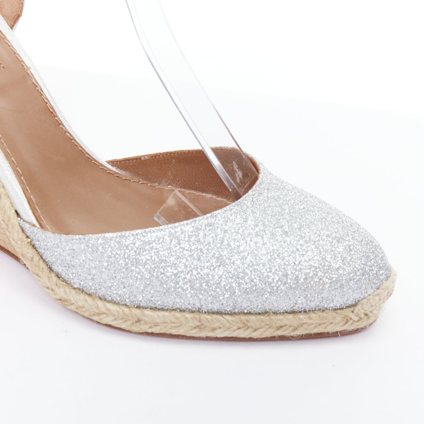Aquazzura AQUAZZURA Palm Beach metallic glitter cork wedge sandals EU39 Size US 9 / IT 39 - 7 Thumbnail