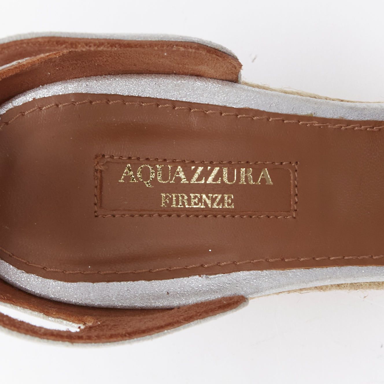 Aquazzura AQUAZZURA Palm Beach metallic glitter cork wedge sandals EU39 Size US 9 / IT 39 - 9 Thumbnail