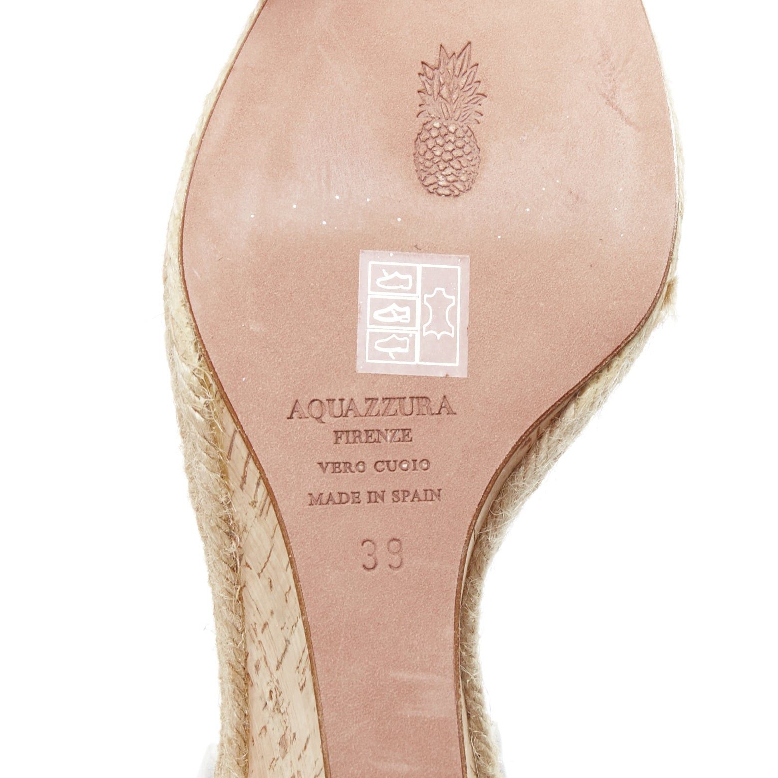 Aquazzura AQUAZZURA Palm Beach metallic glitter cork wedge sandals EU39 Size US 9 / IT 39 - 10 Thumbnail