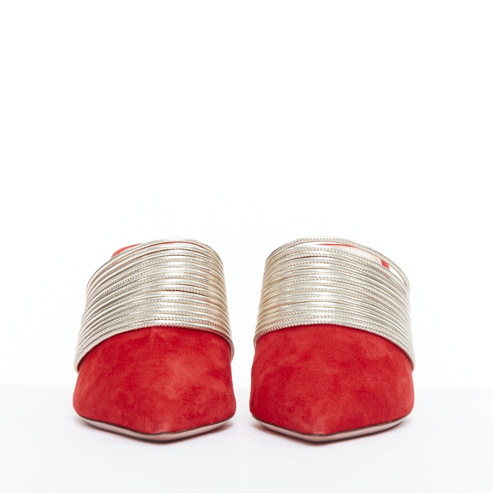 Aquazzura AQUAZZURA Rendez Vous red gold tone multi-strand heel mules EU39 Size US 9 / IT 39 - 3 Thumbnail