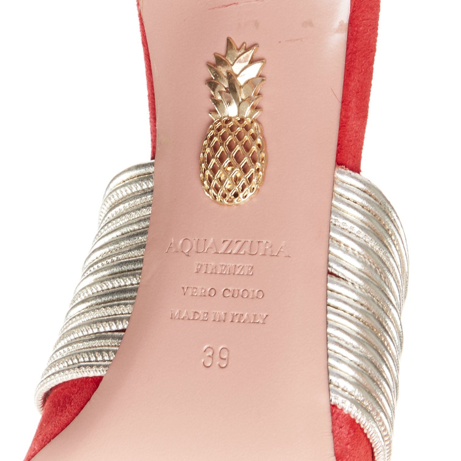 Aquazzura AQUAZZURA Rendez Vous red gold tone multi-strand heel mules EU39 Size US 9 / IT 39 - 10 Thumbnail