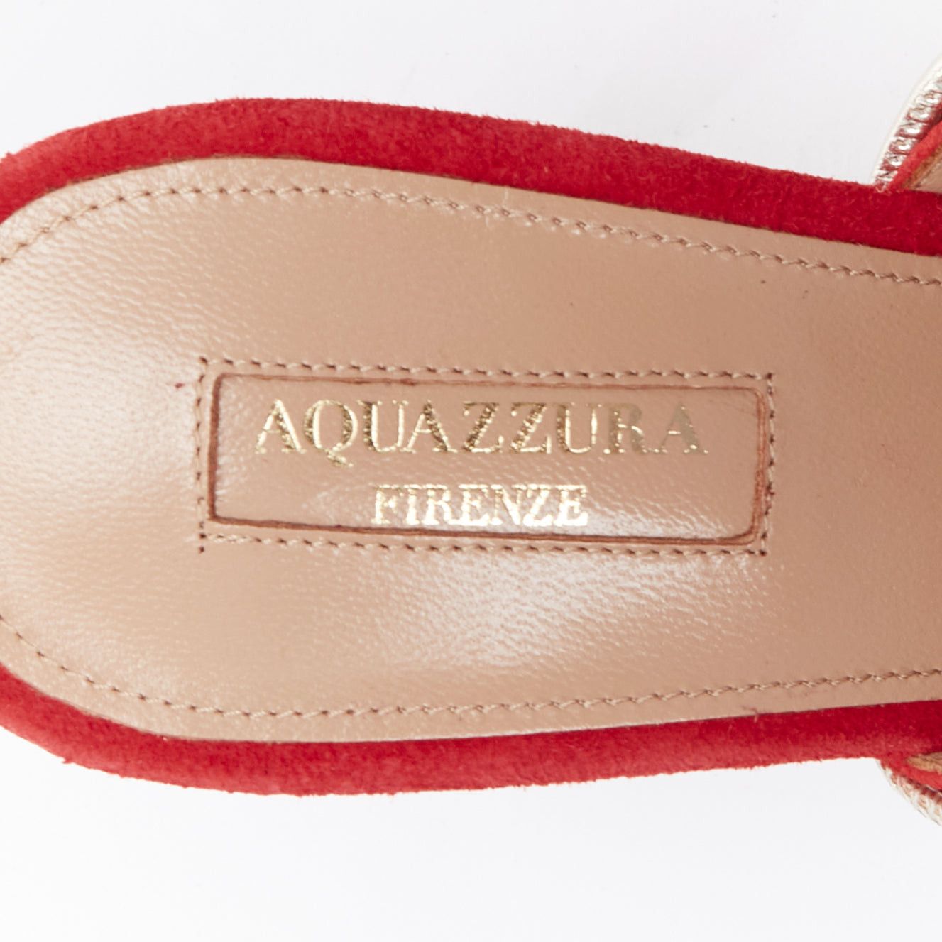 Aquazzura AQUAZZURA Rendez Vous red gold tone multi-strand heel mules EU39 Size US 9 / IT 39 - 9 Thumbnail