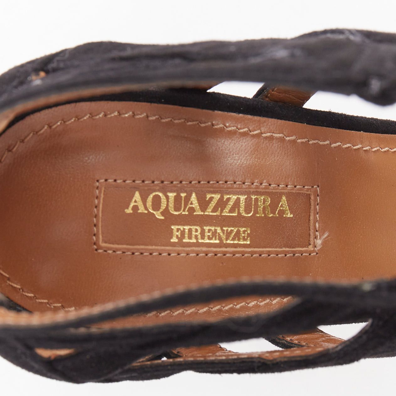 Aquazzura AQUAZZURA black suede leather strappy open toe sandals EU39 Size US 9 / IT 39 - 9 Thumbnail