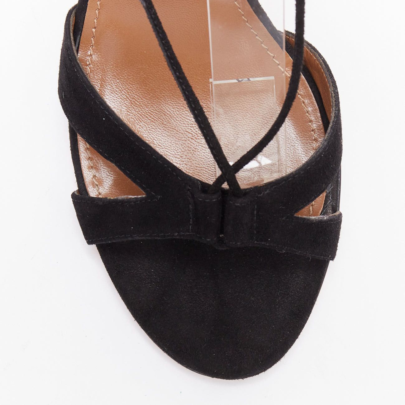 Aquazzura AQUAZZURA black suede leather strappy open toe sandals EU39 Size US 9 / IT 39 - 6 Thumbnail