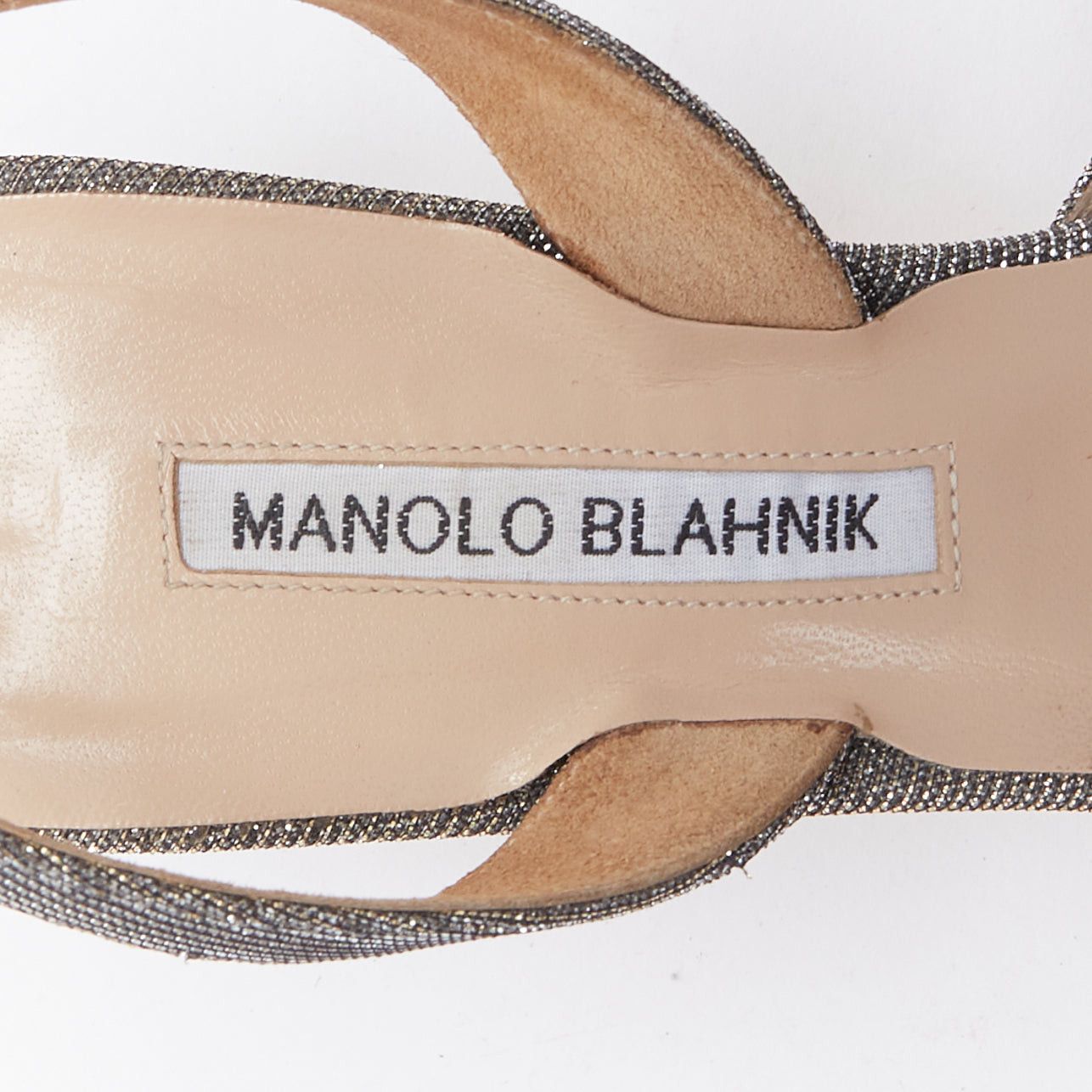 Manolo Blahnik MANOLO BLAHNIK Tonoslac metallic silver fabric crystsal buckle sling heels EU39 Size US 9 / IT 39 - 10 Thumbnail