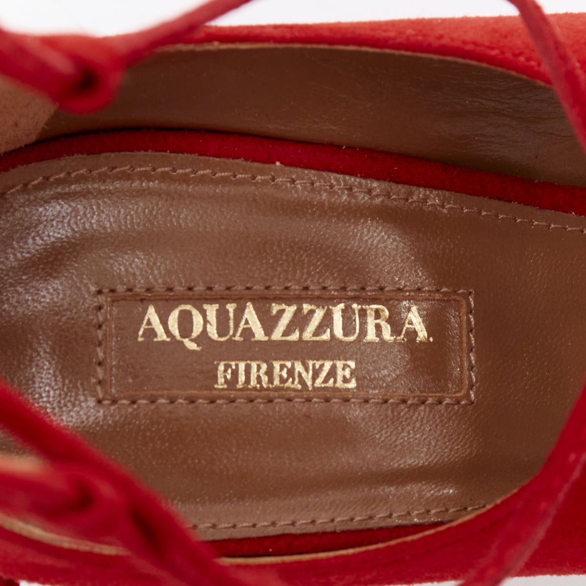 Aquazzura AQUAZZURA Christy 75 red suede leather lace up mid pumps EU39.5 Size US 9.5 / IT 39.5 - 9 Thumbnail