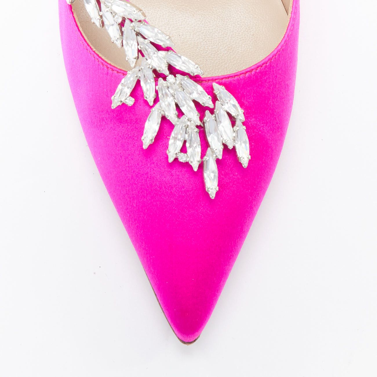 Manolo Blahnik MANOLO BLAHNIK Nadira 75 hot pink satin silver crystal mid pumps EU39 Size US 9 / IT 39 - 7 Thumbnail