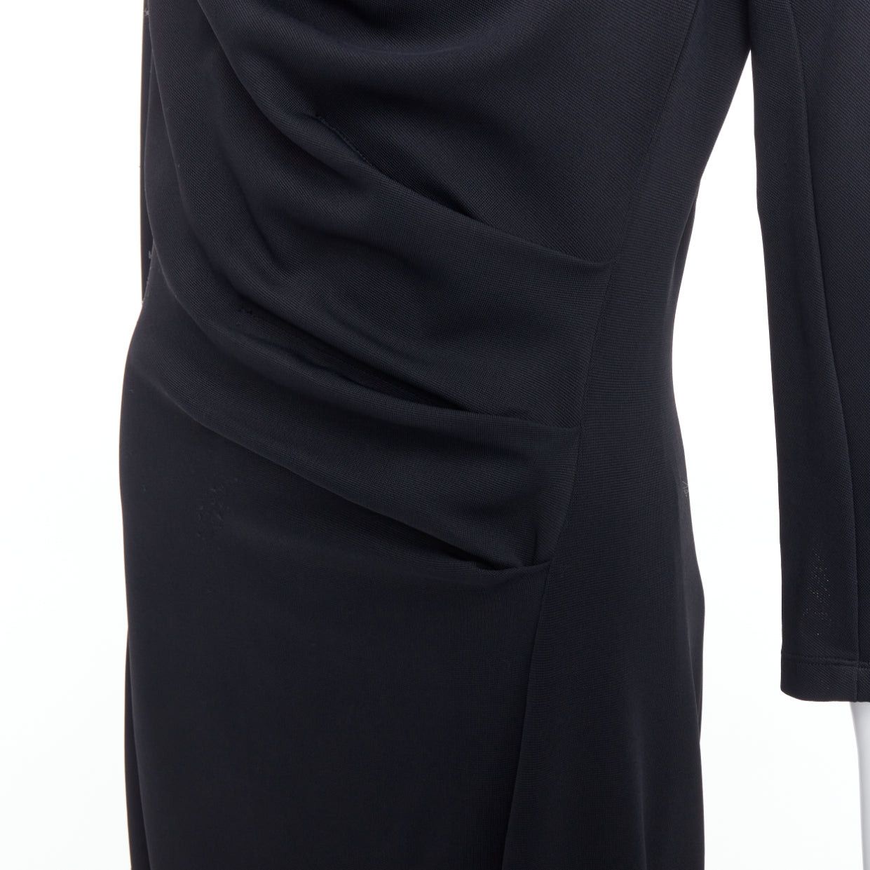 Donna Karan DONNA KARAN black draped cowl neck long sleeve midi dress L Size M / US 6-8 / IT 42-44 - 2 Thumbnail