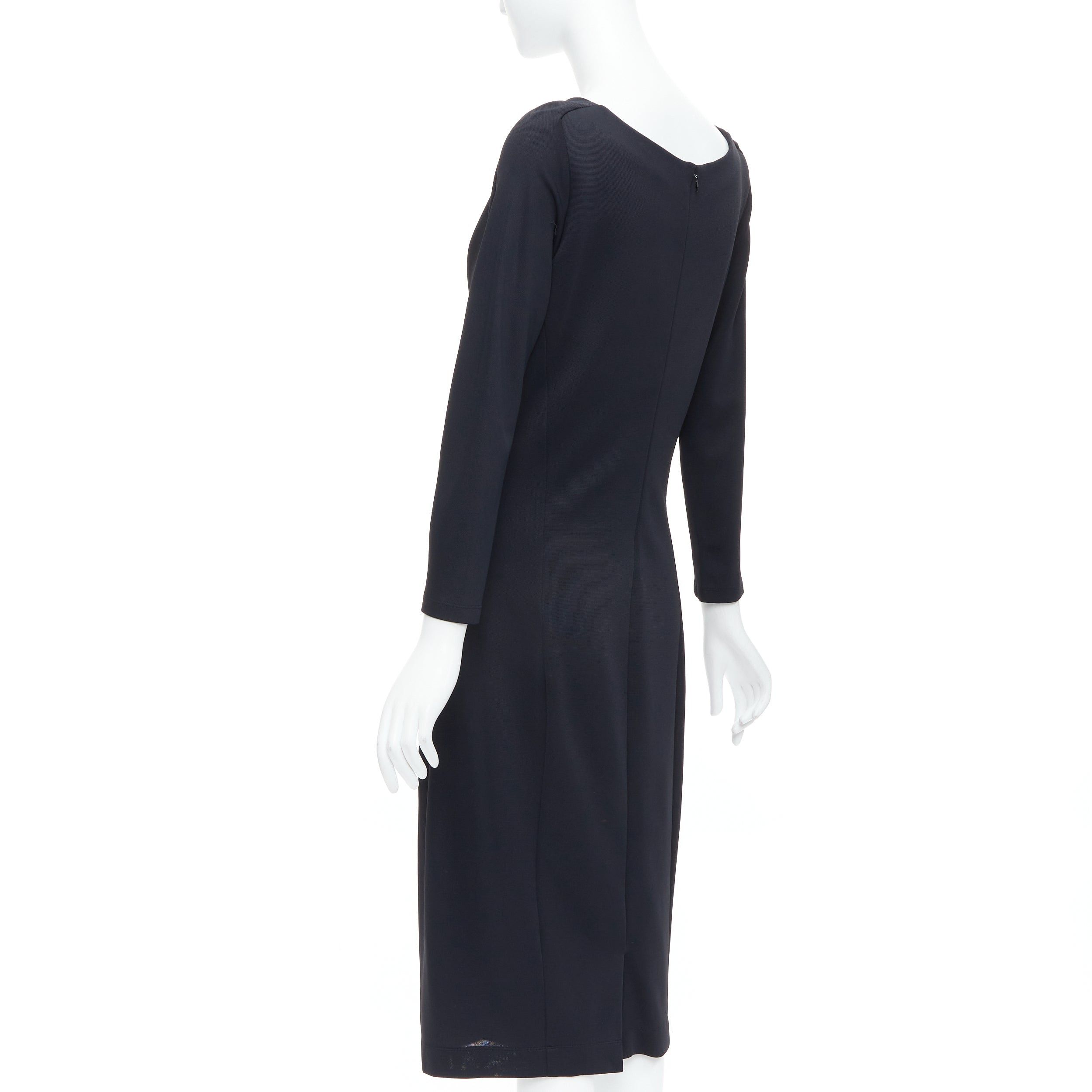 Donna Karan DONNA KARAN black draped cowl neck long sleeve midi dress L Size M / US 6-8 / IT 42-44 - 6 Thumbnail