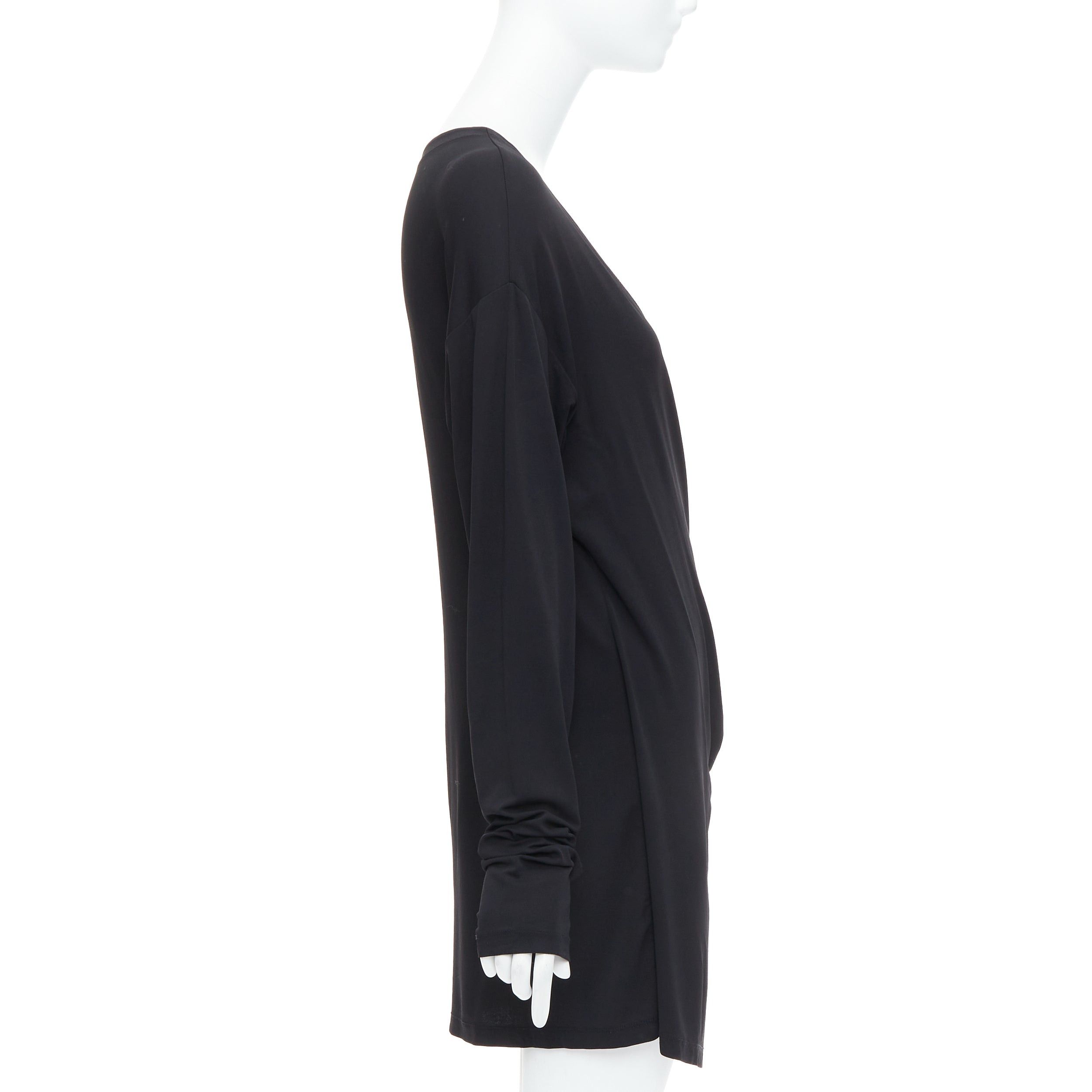 Donna Karan DONNA KARAN Vintage black viscose blend V neck silver buckle drape mini dress L Size M / US 6-8 / IT 42-44 - 4 Thumbnail