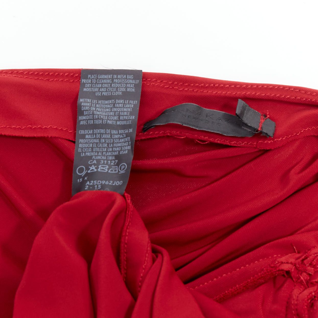 Donna Karan DONNA KARAN red halter plunge tucked draped evening gown dress L Size M / US 6-8 / IT 42-44 - 8 Thumbnail