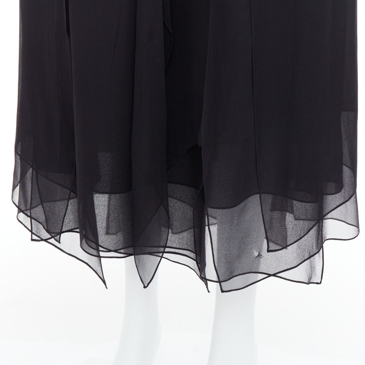 Donna Karan DONNA KARAN Vintage black silk trimmed viscose wool boxy midi dress L Size M / US 6-8 / IT 42-44 - 2 Thumbnail
