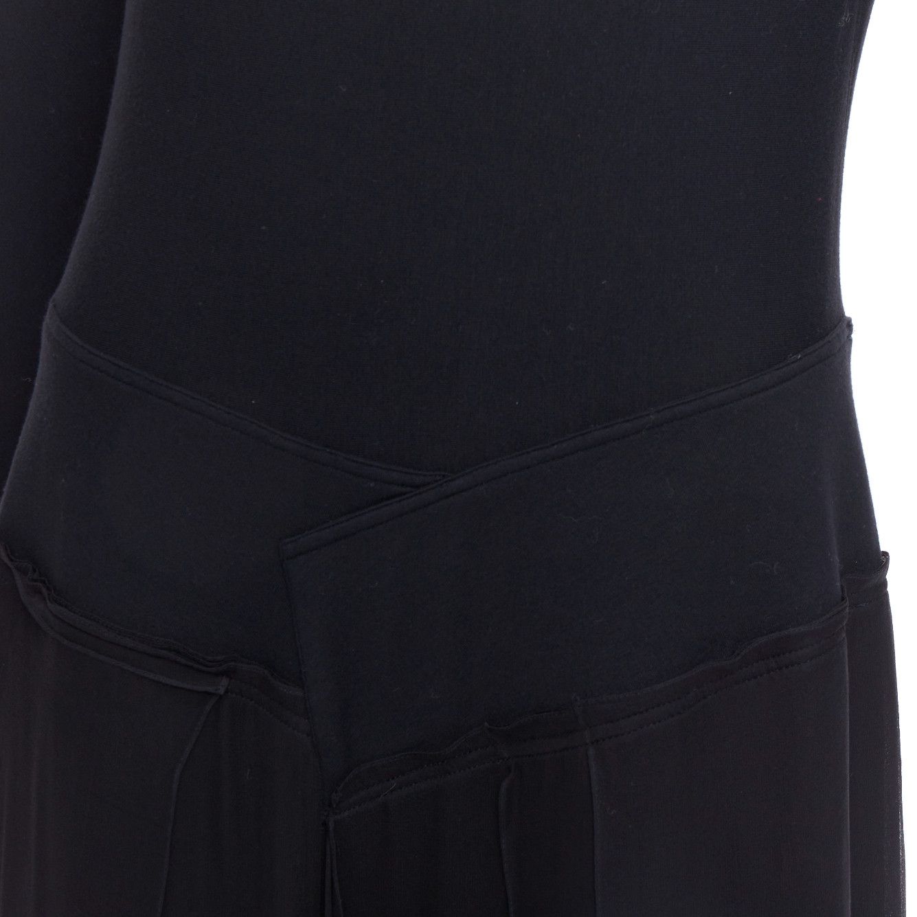 Donna Karan DONNA KARAN Vintage black silk trimmed viscose wool boxy midi dress L Size M / US 6-8 / IT 42-44 - 7 Thumbnail