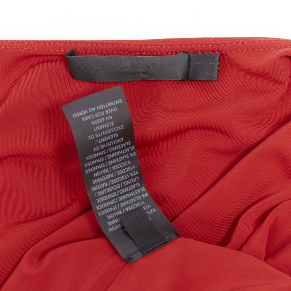 Donna Karan DONNA KARAN Vintage red viscose blend V neck silver buckle drape midi dress L Size M / US 6-8 / IT 42-44 - 9 Thumbnail