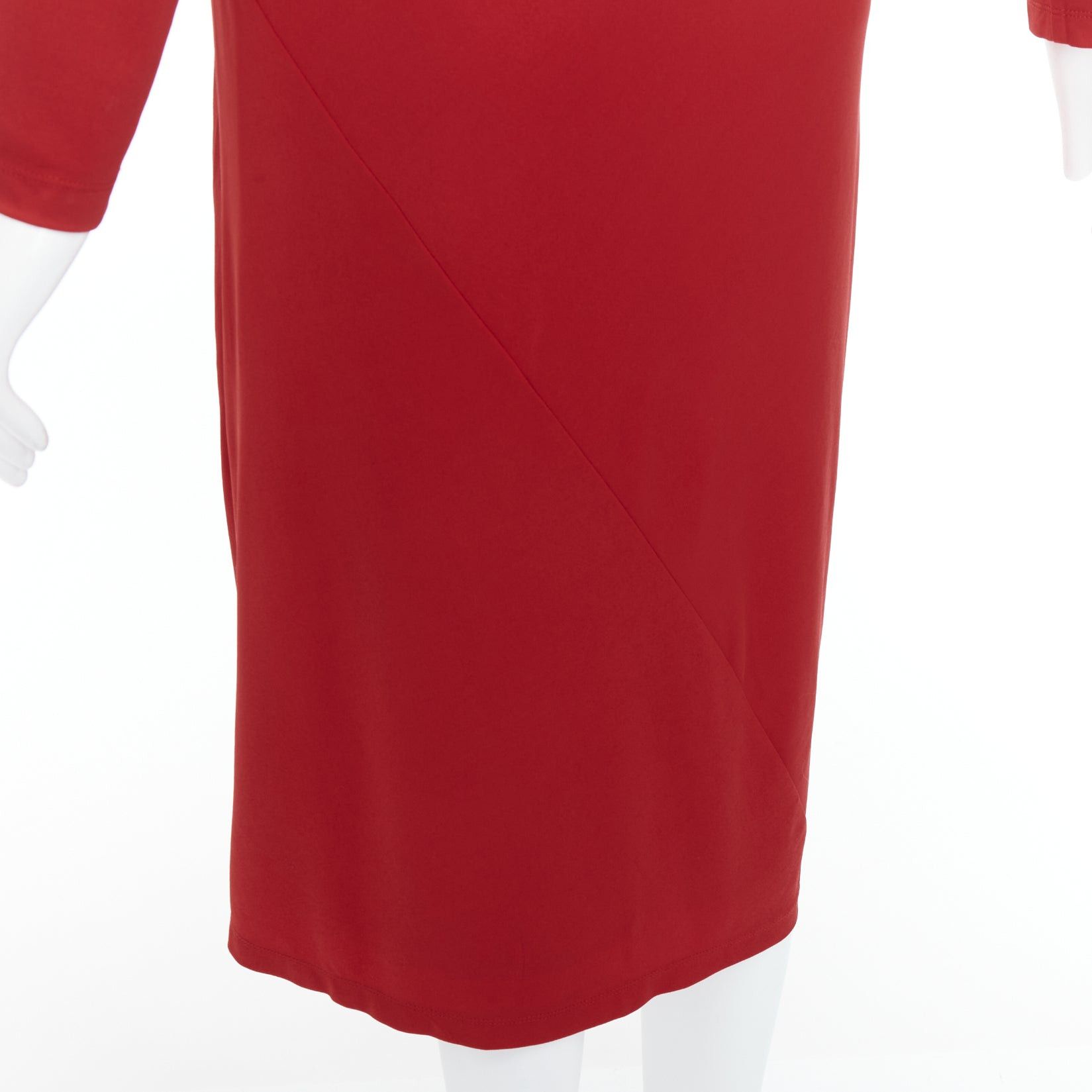 Donna Karan DONNA KARAN Vintage red viscose blend V neck silver buckle drape midi dress L Size M / US 6-8 / IT 42-44 - 8 Thumbnail