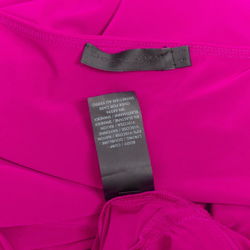 Donna Karan DONNA KARAN berry pink asymmetric neck tuck draped midi dress L Size M / US 6-8 / IT 42-44 - 8 Thumbnail