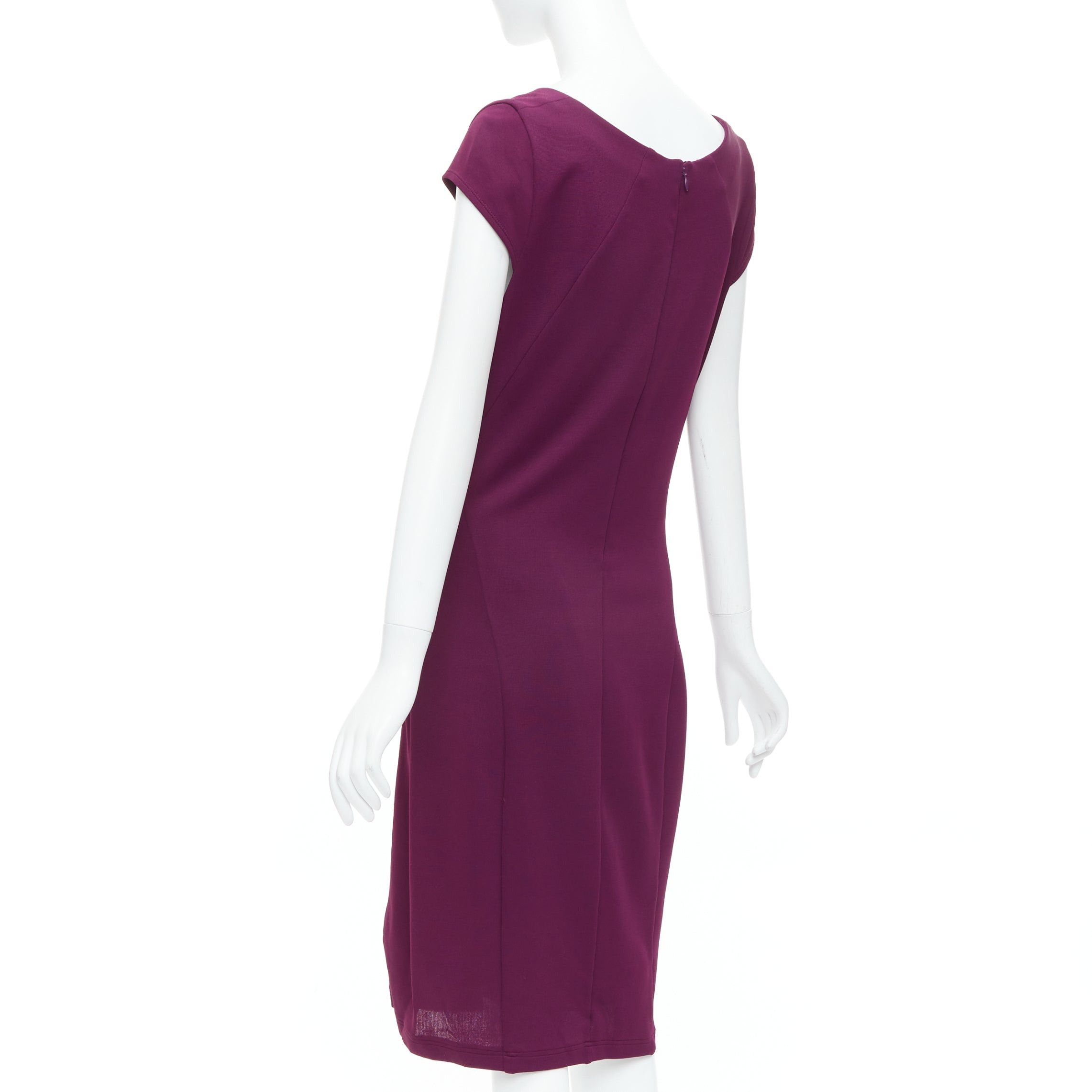 Donna Karan DONNA KARAN dark purple asymmetric drape cowl neck sheath dress L Size M / US 6-8 / IT 42-44 - 6 Thumbnail