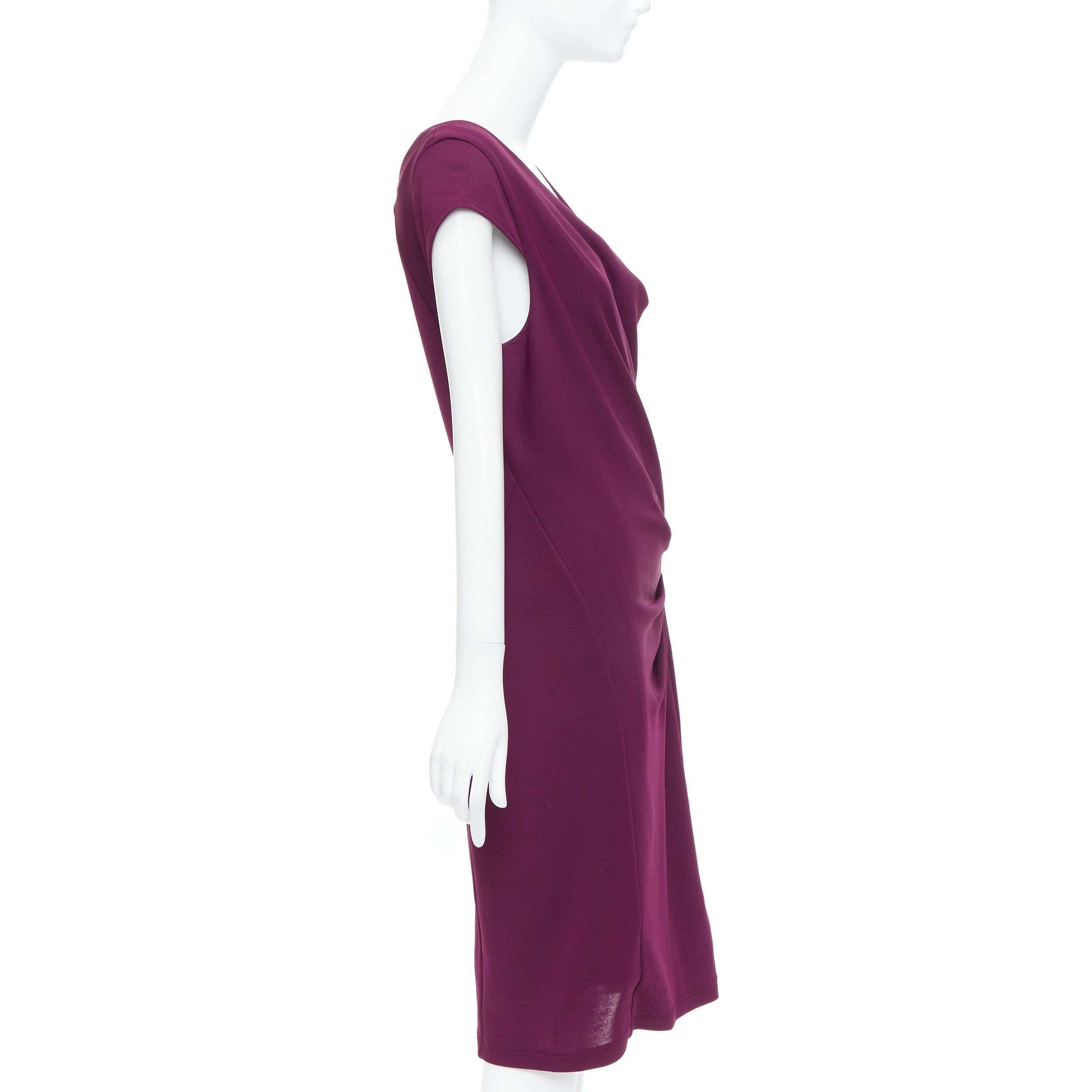 Donna Karan DONNA KARAN dark purple asymmetric drape cowl neck sheath dress L Size M / US 6-8 / IT 42-44 - 4 Thumbnail