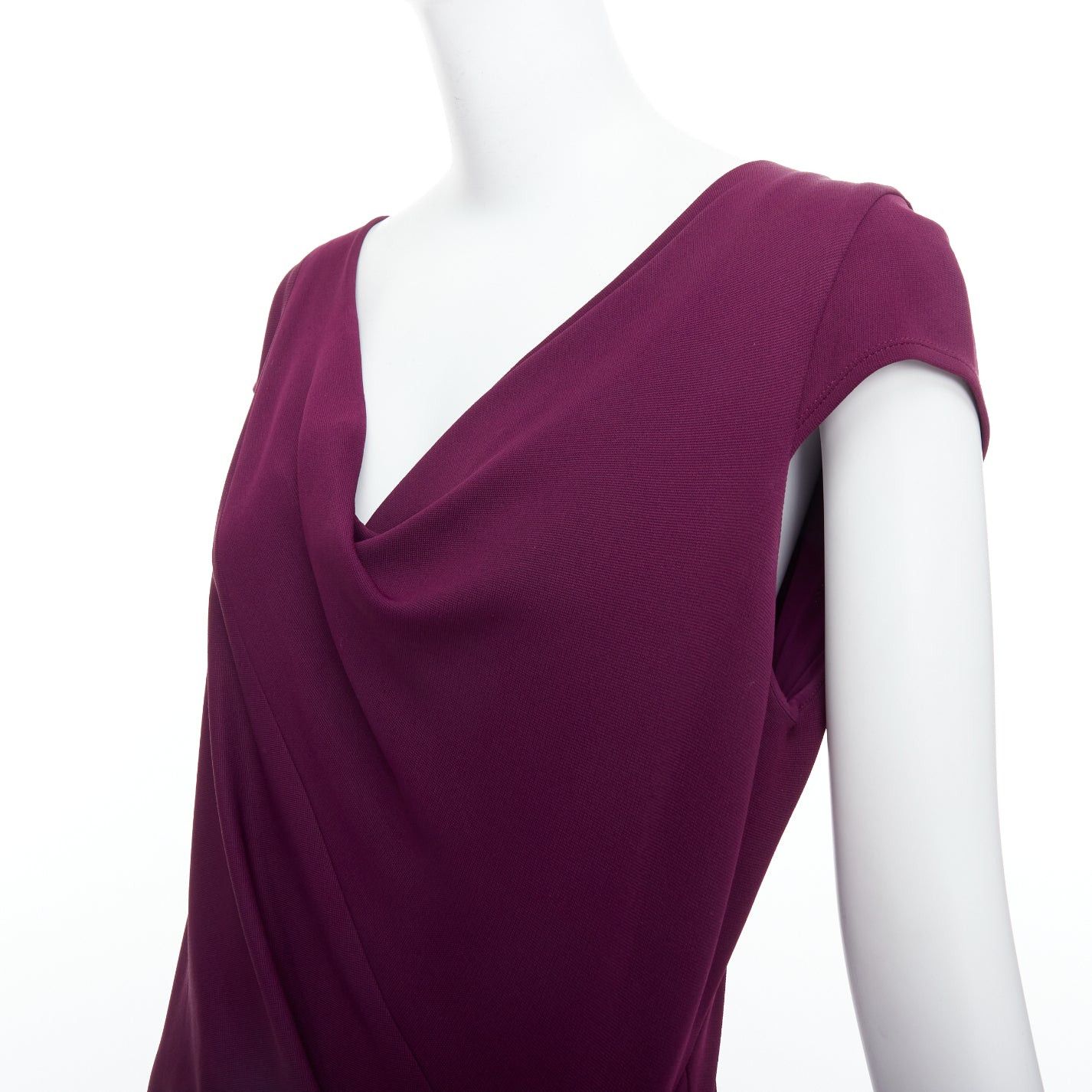 Donna Karan DONNA KARAN dark purple asymmetric drape cowl neck sheath dress L Size M / US 6-8 / IT 42-44 - 2 Thumbnail