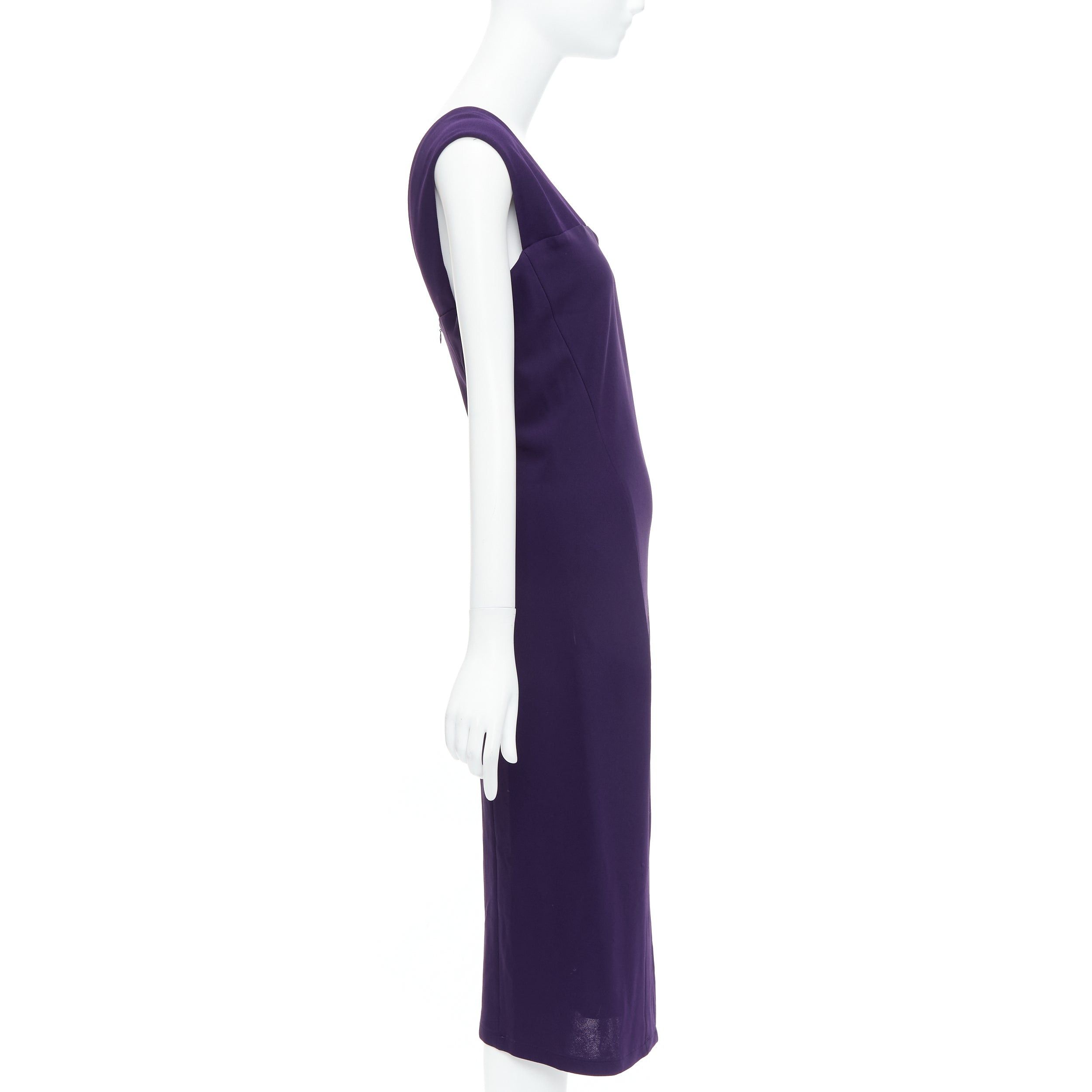 Donna Karan DONNA KARAN Fluid Crepe Double eggplant purple sheath dress L Size M / US 6-8 / IT 42-44 - 4 Thumbnail