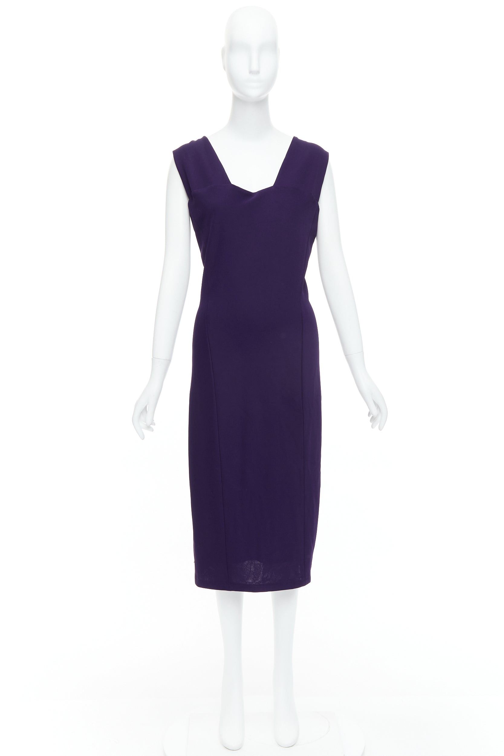 Donna Karan DONNA KARAN Fluid Crepe Double eggplant purple sheath dress L Size M / US 6-8 / IT 42-44 - 9 Thumbnail