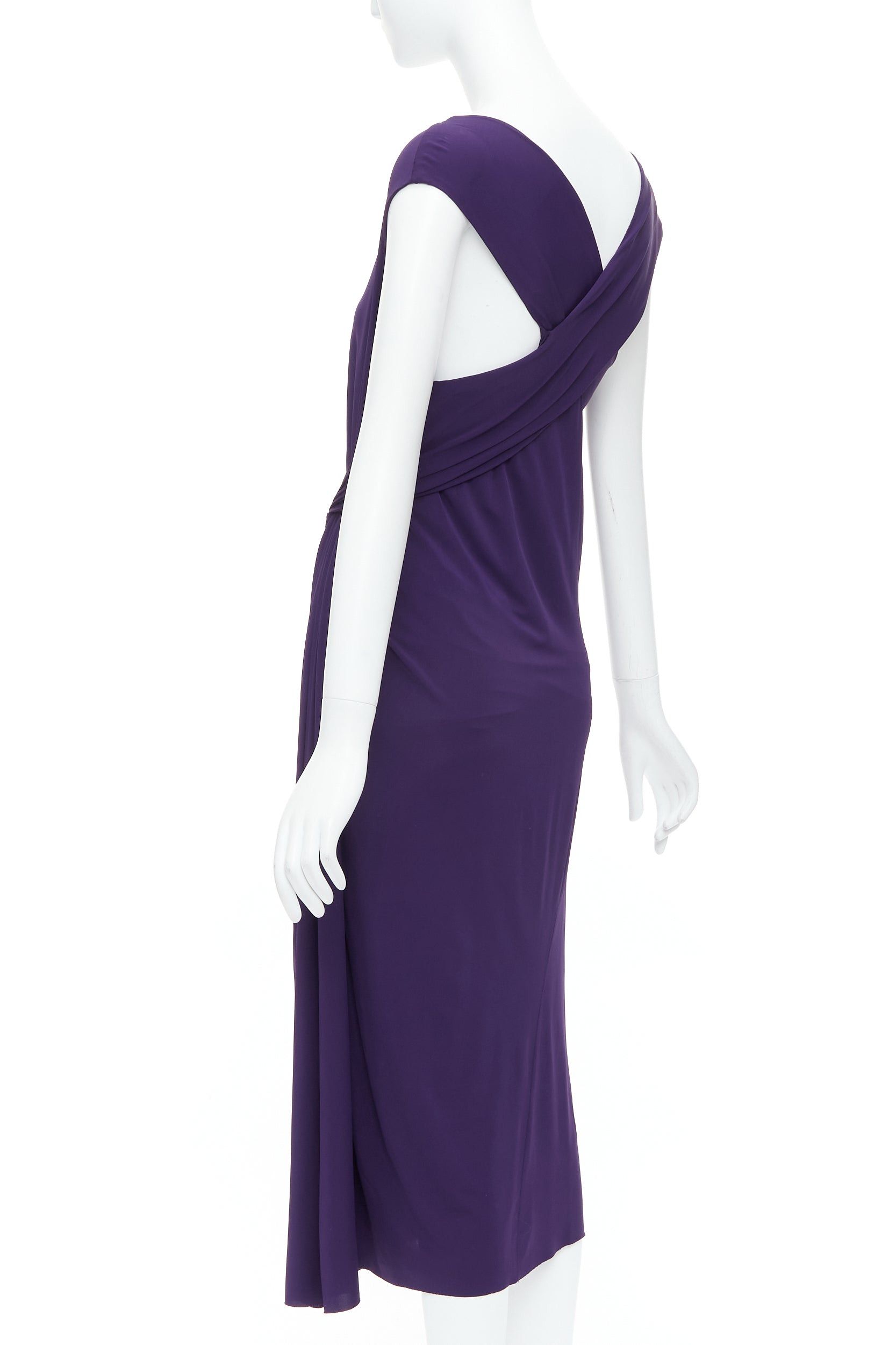 Donna Karan DONNA KARAN purple draped side knot criss cross back grecian dress L Size M / US 6-8 / IT 42-44 - 6 Thumbnail