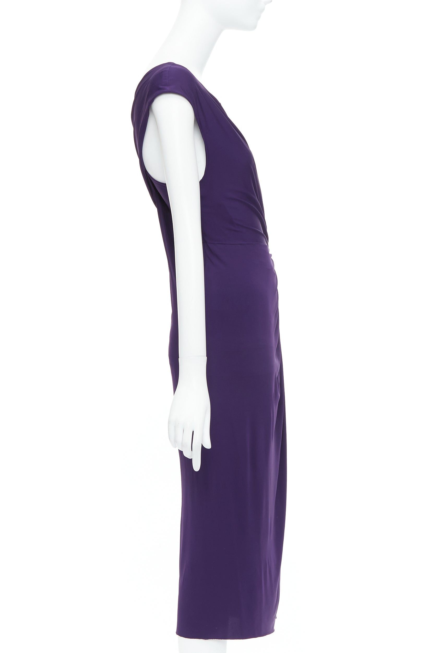 Donna Karan DONNA KARAN purple draped side knot criss cross back grecian dress L Size M / US 6-8 / IT 42-44 - 4 Thumbnail