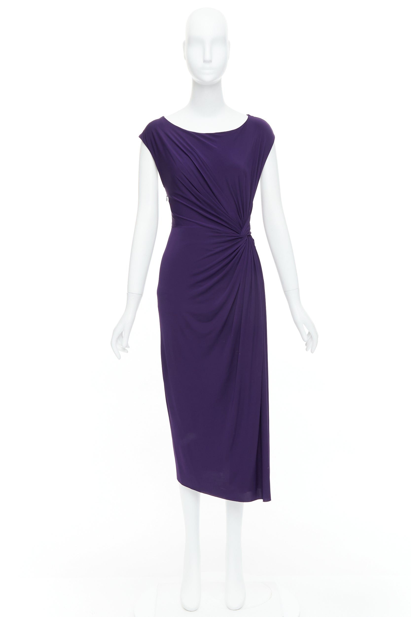 Donna Karan DONNA KARAN purple draped side knot criss cross back grecian dress L Size M / US 6-8 / IT 42-44 - 9 Thumbnail