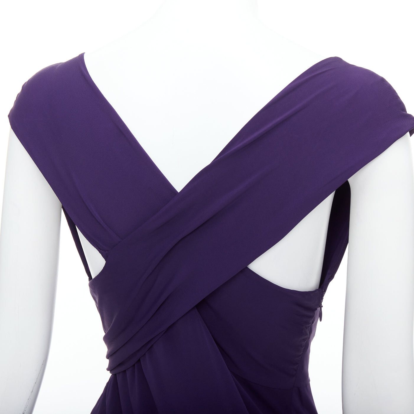 Donna Karan DONNA KARAN purple draped side knot criss cross back grecian dress L Size M / US 6-8 / IT 42-44 - 2 Thumbnail