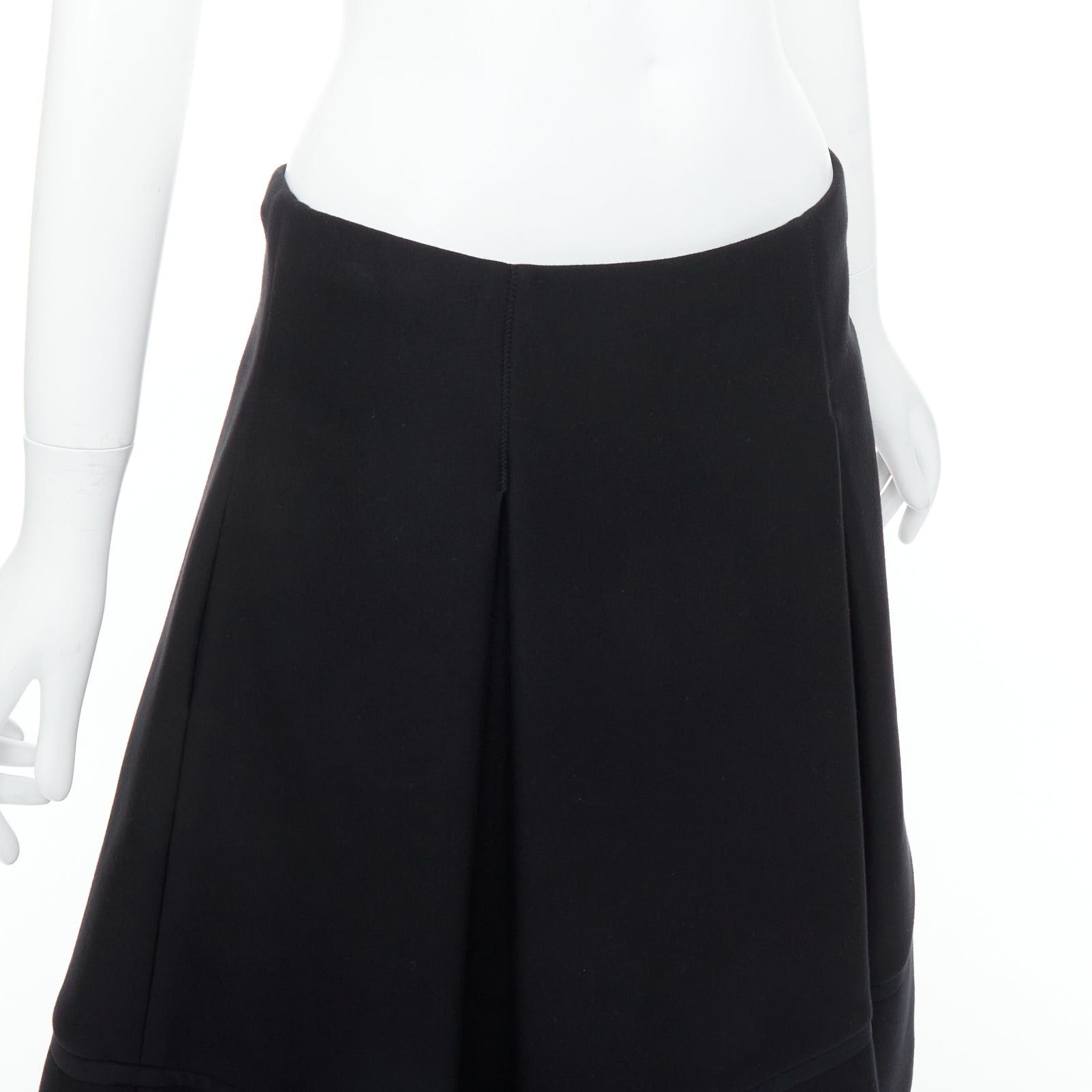 Donna Karan DONNA KARAN black scuba pleated tulle mesh trim A-line skirt FR40 L Size 30" / US 8 / IT 44 - 7 Thumbnail