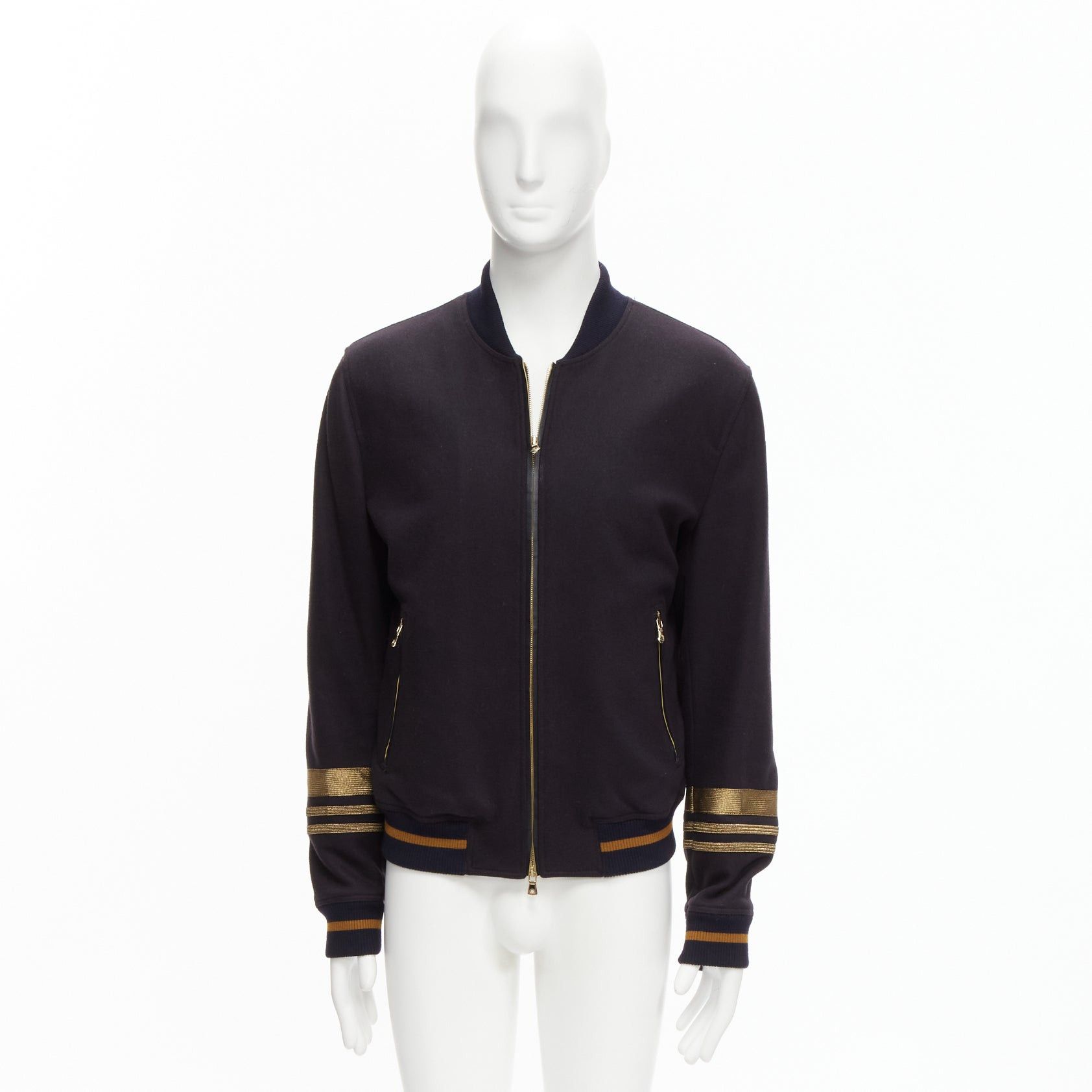 Dolce & Gabbana DOLCE GABBANA black virgin wool gold military trim cuffed bomber jacket IT50 L Size US L / EU 52-54 / 3 - 10 Thumbnail