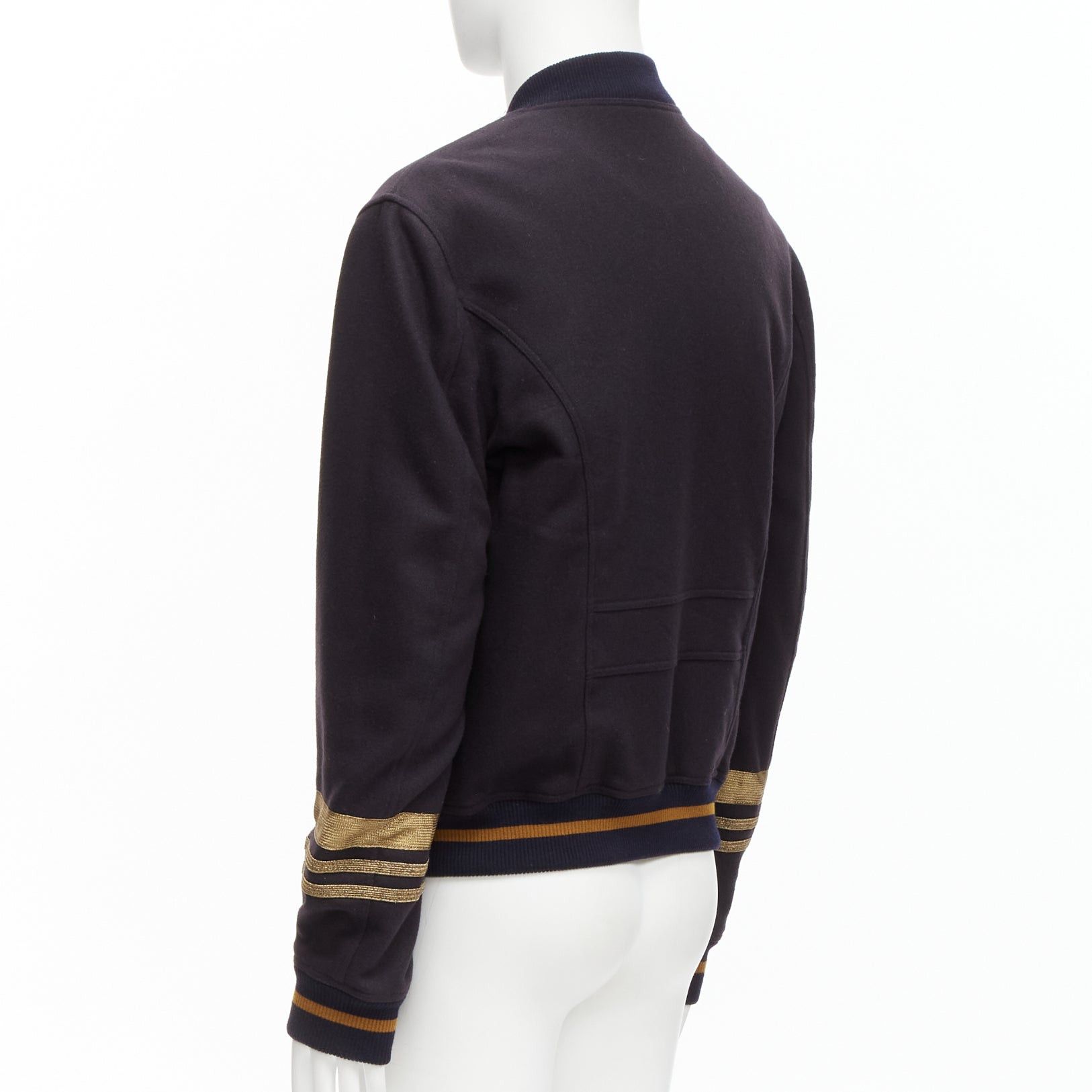 Dolce & Gabbana DOLCE GABBANA black virgin wool gold military trim cuffed bomber jacket IT50 L Size US L / EU 52-54 / 3 - 7 Thumbnail