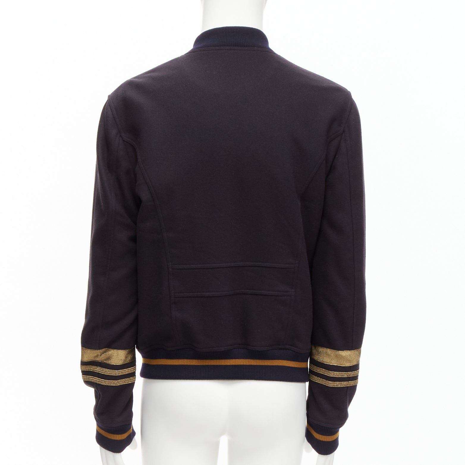 Dolce & Gabbana DOLCE GABBANA black virgin wool gold military trim cuffed bomber jacket IT50 L Size US L / EU 52-54 / 3 - 6 Thumbnail