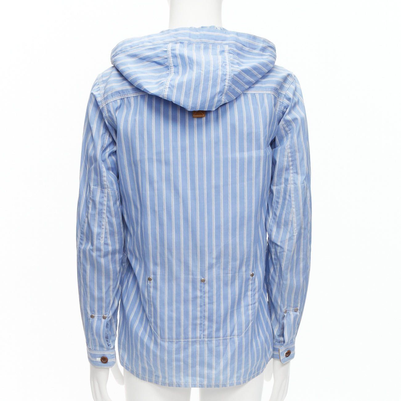 Junya Watanabe JUNYA WATANABE MAN 2013 blue brown cotton linen striped deconstructed parka jacket M Size US M / EU 48-50 / 2 - 6 Thumbnail
