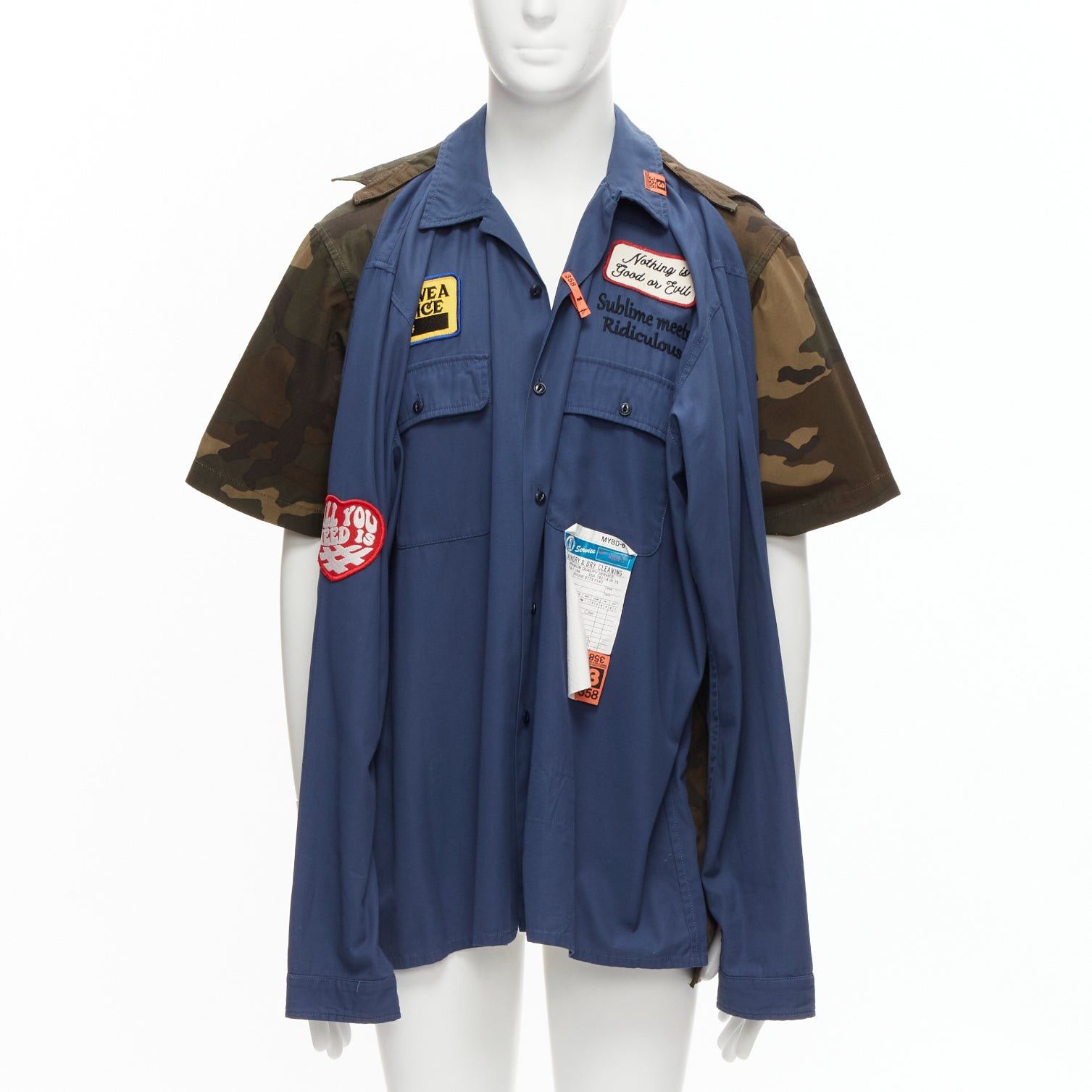 Maison MIHARA YASUHIRO MIHARA YASUHIRO blue navy vintage badge 2-in-1 hybrid shirt IT48 M Size US M / EU 48-50 / 2 - 4 Thumbnail