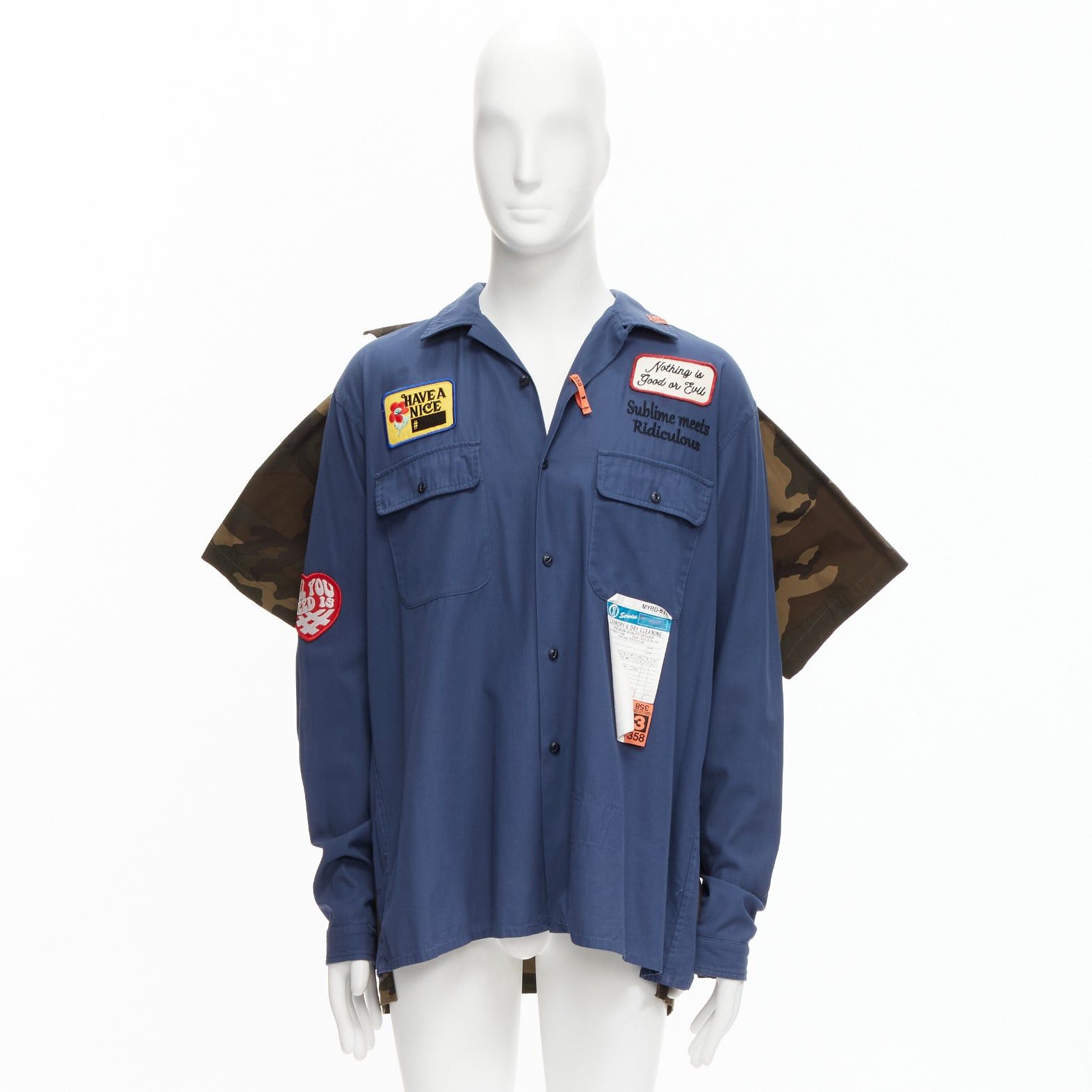 Maison MIHARA YASUHIRO MIHARA YASUHIRO blue navy vintage badge 2-in-1 hybrid shirt IT48 M Size US M / EU 48-50 / 2 - 14 Thumbnail