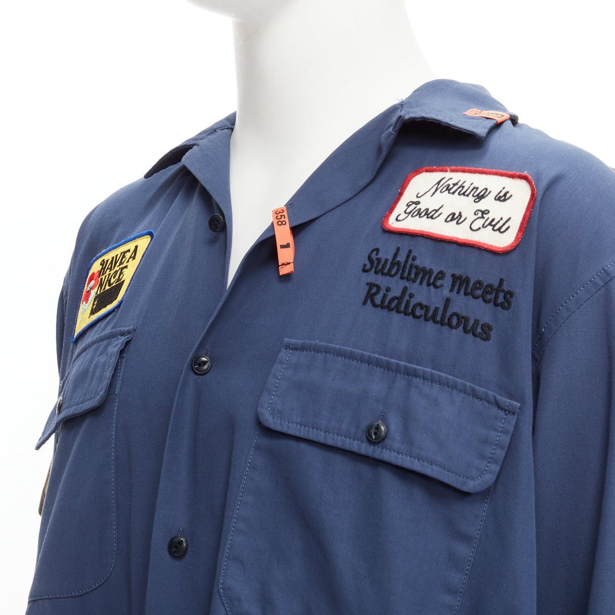 Maison MIHARA YASUHIRO MIHARA YASUHIRO blue navy vintage badge 2-in-1 hybrid shirt IT48 M Size US M / EU 48-50 / 2 - 12 Thumbnail