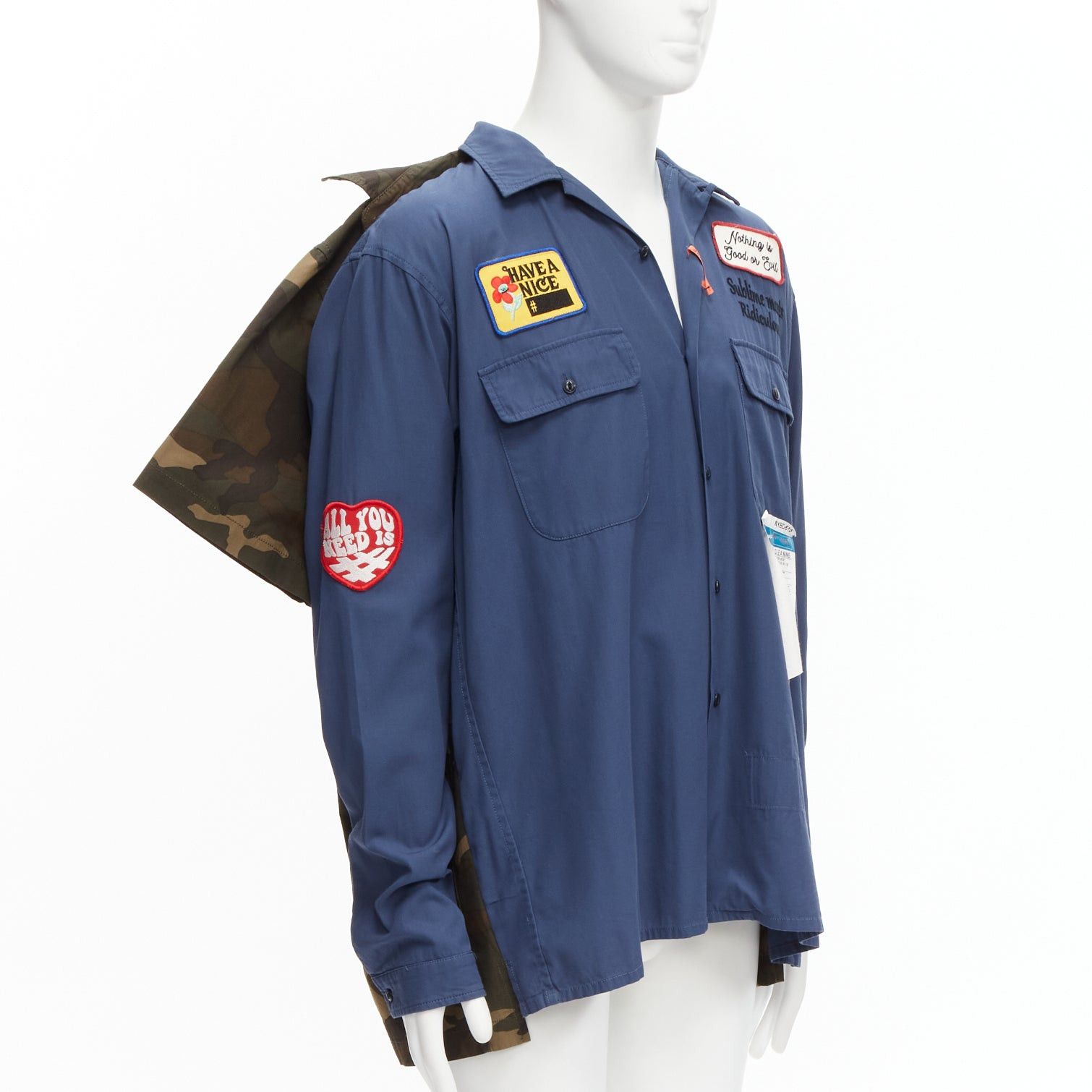Maison MIHARA YASUHIRO MIHARA YASUHIRO blue navy vintage badge 2-in-1 hybrid shirt IT48 M Size US M / EU 48-50 / 2 - 5 Thumbnail