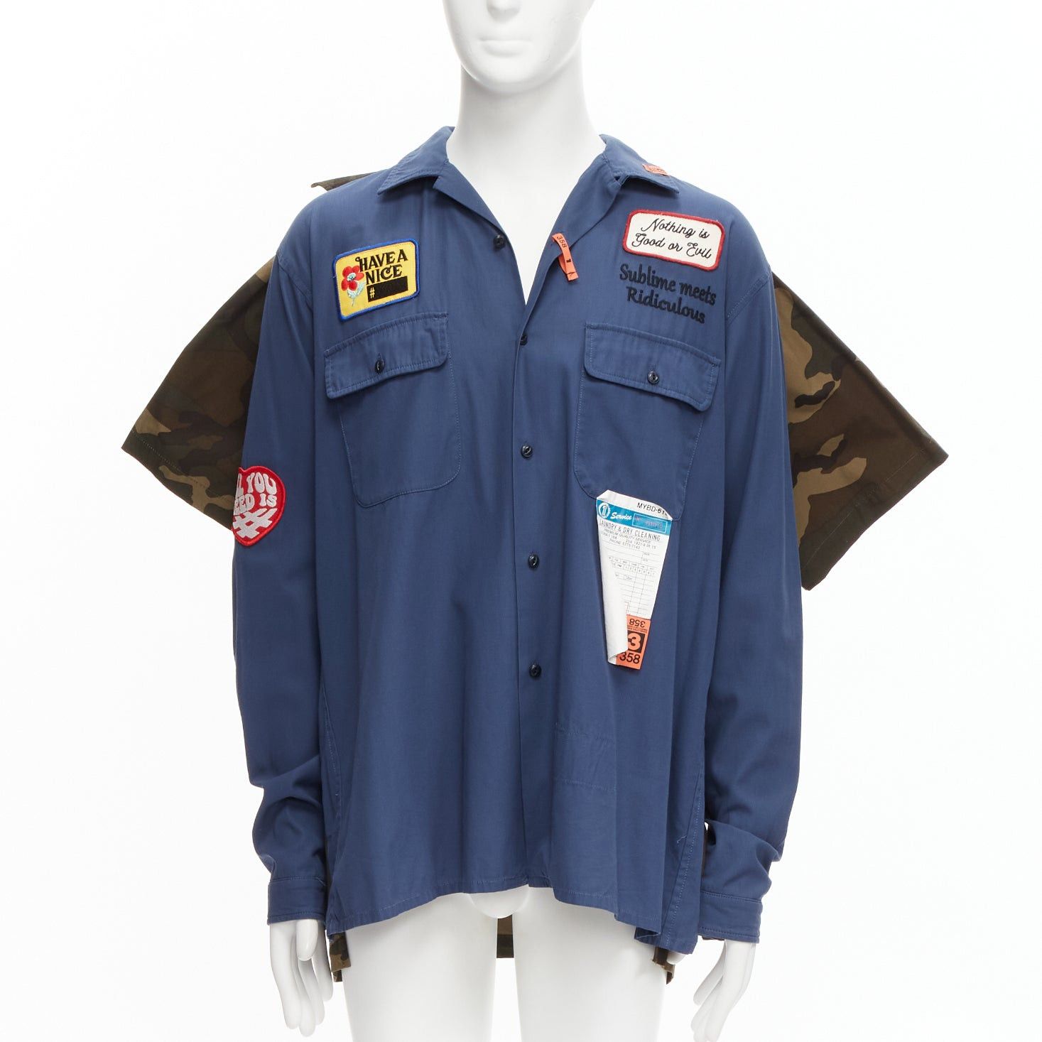 Maison MIHARA YASUHIRO MIHARA YASUHIRO blue navy vintage badge 2-in-1 hybrid shirt IT48 M Size US M / EU 48-50 / 2 - 3 Thumbnail
